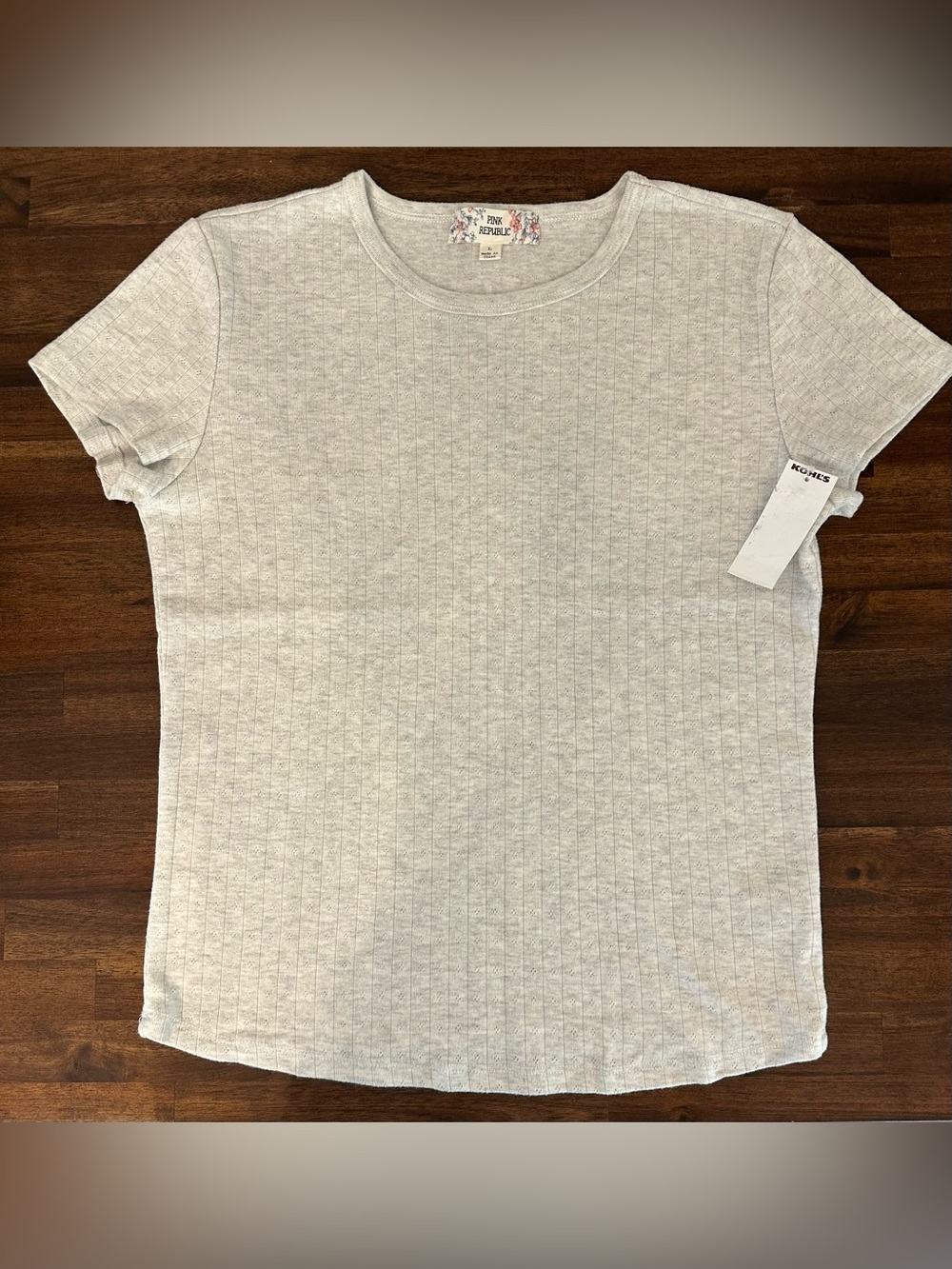 Pink Republic Light Gray Short Sleeve Crewneck Tee